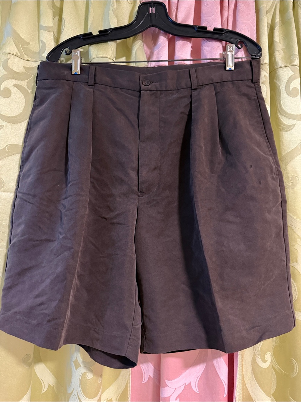 Perry Ellis Dark Gray Flat Front Pleated Men's Shorts